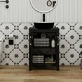 thumbnail image 2 of FULLWATT 24 Inches Traditional Bathroom Vanity in Black Finish with Round Ceramic Vessel Sink, Single Bathroom Vanity with Top, 2-Door Cabinet, 2 of 14