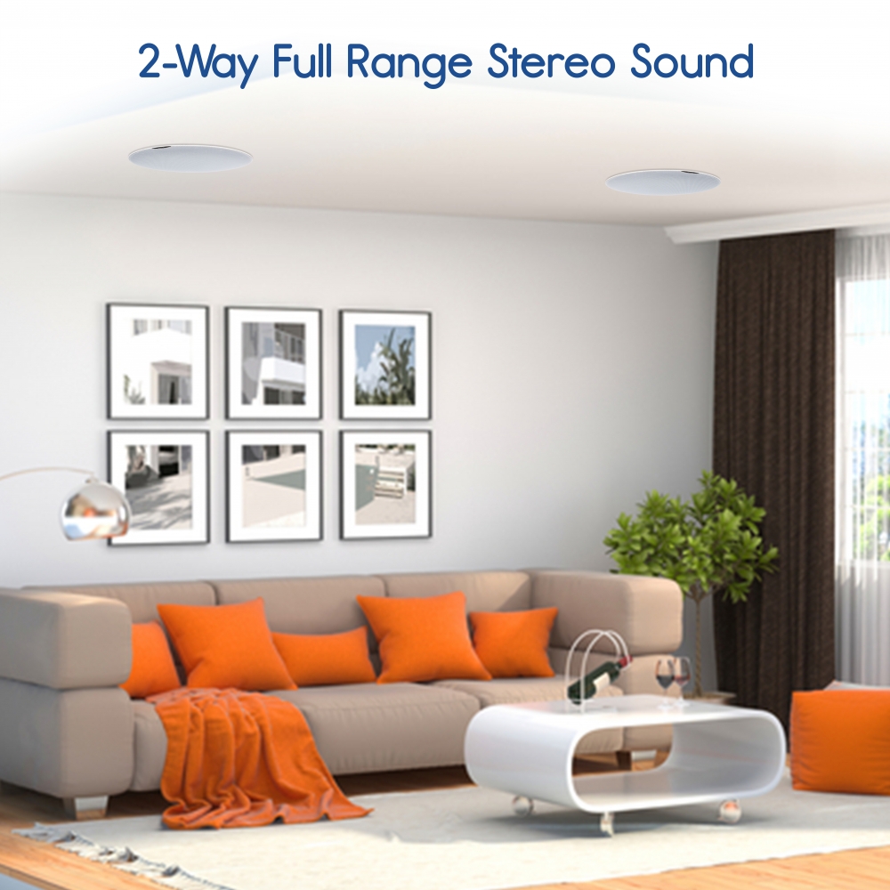 Pyle Audio 6.5" 2 Way Flush Ceiling/Wall Mount Bluetooth Speakers, Pair (4 Pack) - image 3 of 8