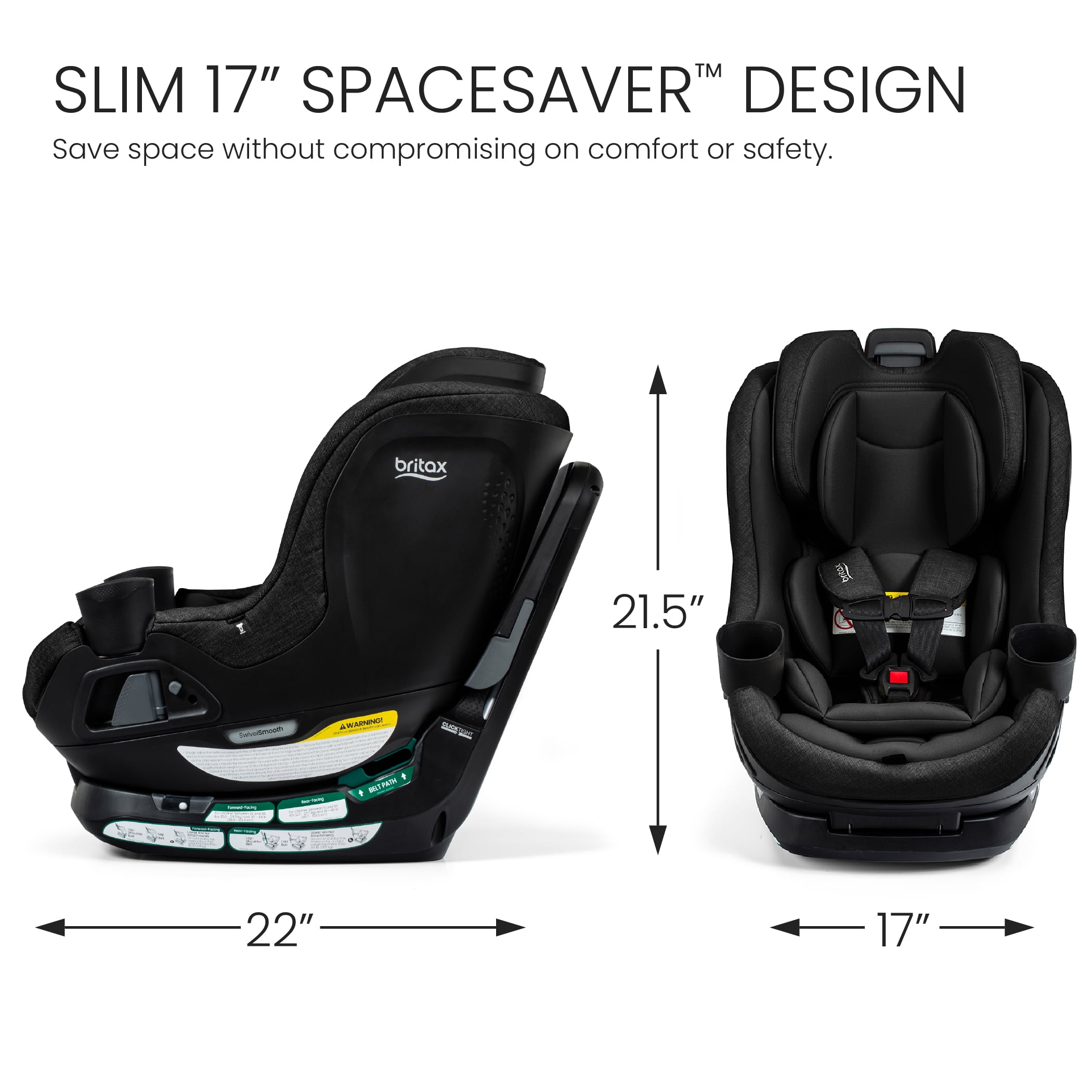 Britax® Galaxy360™ Slim Rotating Convertible Car Seat – Raven Black