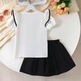 thumbnail image 3 of Hienoo Toddler Girls Skirt Set Ruffle Short Sleeve T-Shirt Pleated Skirt Outfits, Sizes 2-3T, 3 of 7