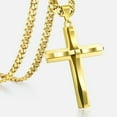 thumbnail image 2 of 22" 5mm Mens Curb Cuban Chain Cross Pendant Necklace Gold Plated Stainless Steel, 2 of 5