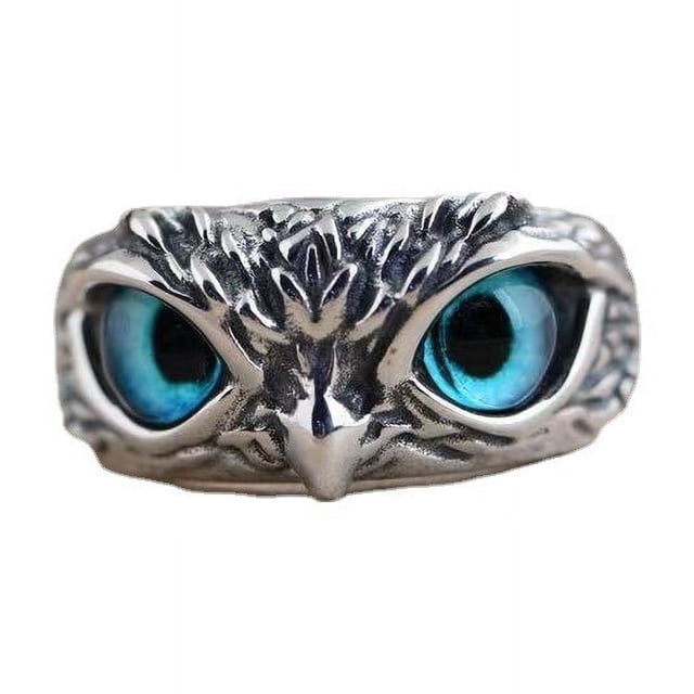 Anillo de búho azul, creativo, de moda, ajustable, pequeño anillo de animal, joyería