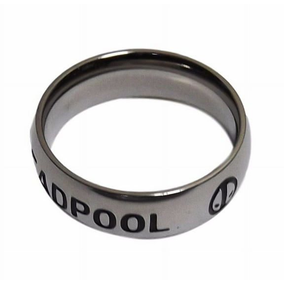 Deadpool Name & Logo Stainless Steel Band Ring Size 9