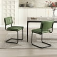 thumbnail image 2 of Zesthouse Mid-Century Modern Dining Chairs Set of 2, Upholstered Faux Leather Dining Room Chairs with Back and Black Legs, Armless Side Chairs for Kitchen & Dining Living Room, Green, 2 of 12