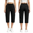 thumbnail image 2 of Cargo Pants for Women Ihhxva Women's Capri with Pockets Elastic Waist Sport Capris Lightweight Cotton Casual Hiking Summer Loose Fit Straight Leg S-3XL, 2 of 7