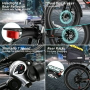 Elifine 500W Foldable Electric Bike, 20 x 3.0 Fat Tire Electric Bicycle Max. 19.8mph Commuter Ebike, 48V 10.4Ah Removable Battery UL 2849 with 5 Riding Modes Electric Bike for Men Women Senior