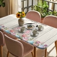 thumbnail image 3 of Easter Bunny Table Cloths for 5 Foot Rectangle Tables, Colorful Eggs Cute Rabbit Grey Country Wooden Patio Waterproof Elastic Fitted Tablecloths, Washable Rectangular Table Cover for Camping, 3 of 8