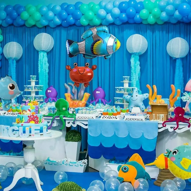 Egodeals 101pcs Under The Sea Ocean World Animal Balloons Arch Kit Shark/ Fish Balls Sea Theme Birthday Party Decoration Kids baby shower