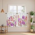 thumbnail image 3 of Pink Purple Spring Floral Tier Curtains, Summer Flower Botanical Light Filtering Kitchen Curtains, 2Pcs Rod Pocket Half Window Treatments Panels for Sink Cafe Cabinet Basement 27.5x45 Inches, 3 of 9