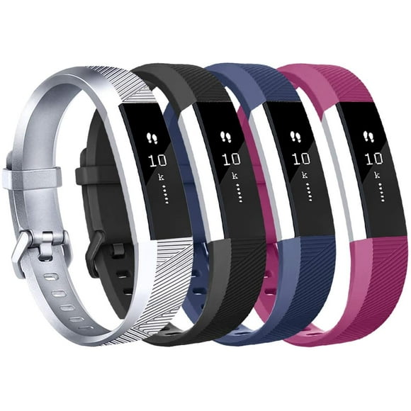 for Fitbit Alta HR Bands, Large, 023, 4PC(Silver+Black+Navy Blue+Purple)