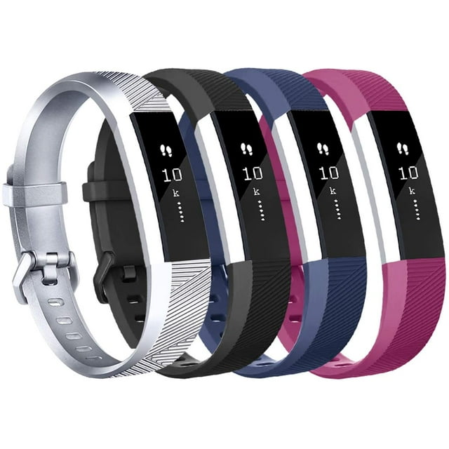 Pour Fitbit Alta HR Bracelets, Petit, 023, 4 Pcs (Argent+noir+bleu Marine+violet)