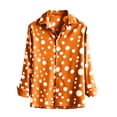 thumbnail image 5 of UTSJKR Men's Roll-Up Cuff Polka Dot Long Sleeve Button-Down Shirt, Slim Fit Casual Top, Daily Dating Street Outdoor Trendy Leisure Wear Orange XXXL, 5 of 5