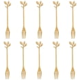 thumbnail image 1 of XINQIHANG 10 Pcs Stainless Steel Gold Leaf Creative Appetizer Cake Fruit Forks Set 4.7 Inches Tasting Dessert Forks Kitchen Accessory Wedding Party (Gold-10Fork), 1 of 6