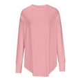 thumbnail image 6 of Fznquz Crewneck Womens Tops Tunic Pink Plain Tee Shirts Long Sleeve Casual Solid Womens Fall Fashion, 6 of 6