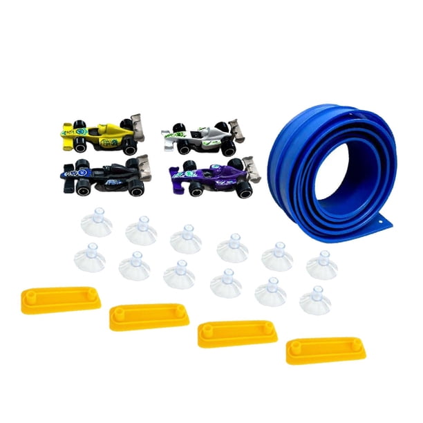 Flexible Juguete de Rampa Ensamblable con Ventosas Juego Portátil Creativo Coches Aleación Interacción Infantil para Niños Niñas Adecuado para Juegos Azul 4m