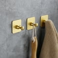 thumbnail image 3 of 4 Pcs Adhesive Hooks Square Gold Coat Towel Hooks for Hanging Coats Towel Hooks for Bathroom/Kitchen Wall Mounted Towel Hooks Robe Clothes Hook, 3 of 4