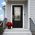 thumbnail image 6 of 36" x80" Exterior Fiberglass Door with Black Woodgrain Surface，3/4 Decorative Glass, Classic Exterior Door for Home Entrance, 6 of 6