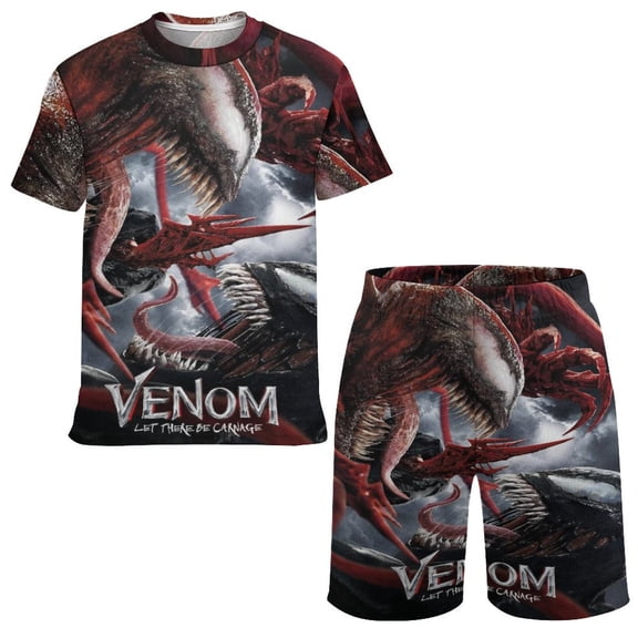 Venom Boys Girls Short Sleeve Mesh T-Shirt And Shorts Outfit Set Summer Clothes Set for Kids