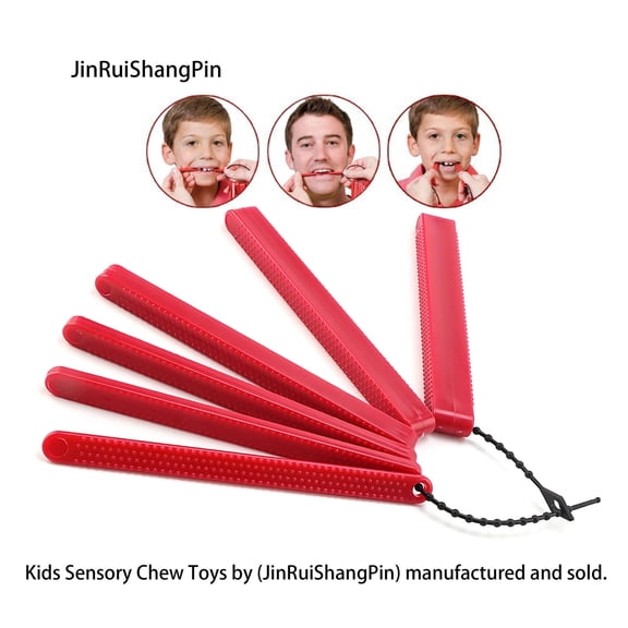 Children Chew Toys, Dental Bite Blocks, Improve Chewing and Biting, Mandibular Graded Bite Blocks (Red)
