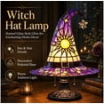 thumbnail image 2 of Stained Glass Witch Hat Lamp, Tiffany Style USB LED Night Light for Halloween Party & Witchy Home Decor,Blush,11.81 in, 2 of 8