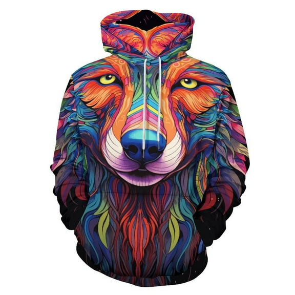Colorful Wolf Men's Women New Sweatshirt Hoodie Men's Plus Size Sweatshirt Hooded Sweatshirt 3d Printed Street Men's Cloth