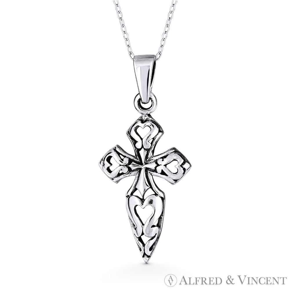 with Options Sterling Silver Oxidized Christ Religious Charm