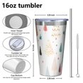 thumbnail image 4 of 16oz Tumblers White Christmas Tree Pattern Stainless Steel Vacuum Insulated Double Wall Travel Tumbler Cups Mug with Lid and Straw,Cleaning Brush for Coffee,Tea, 4 of 4
