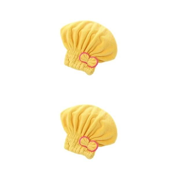 Bewildely Gorro de baño envuelto para un secado rápido y duradero del cabello Envoltura de toalla para el cabello fácil de absorber amarillo amarillo 29*30 2Conjunto