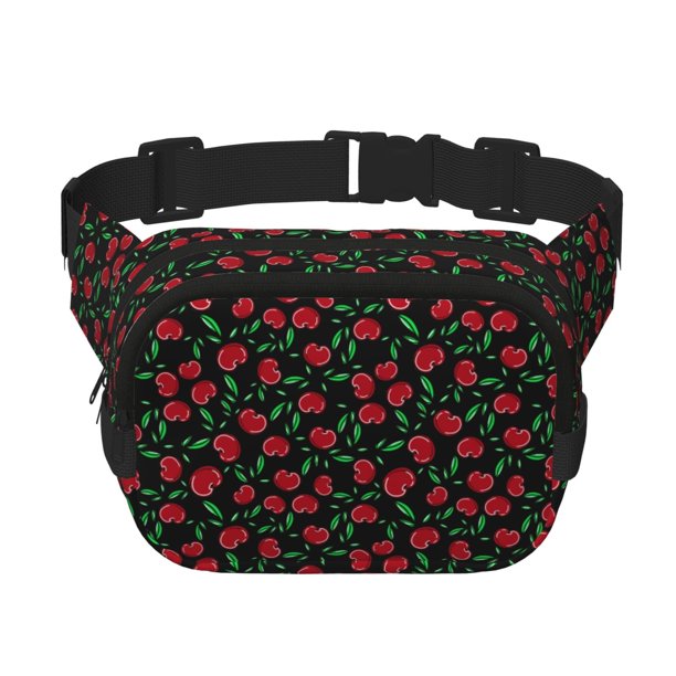 Balery Cherry Mochila Cinturón para Mujeres y Hombres, Bolsa de Cintura Impermeable de Doble Capa con Correa