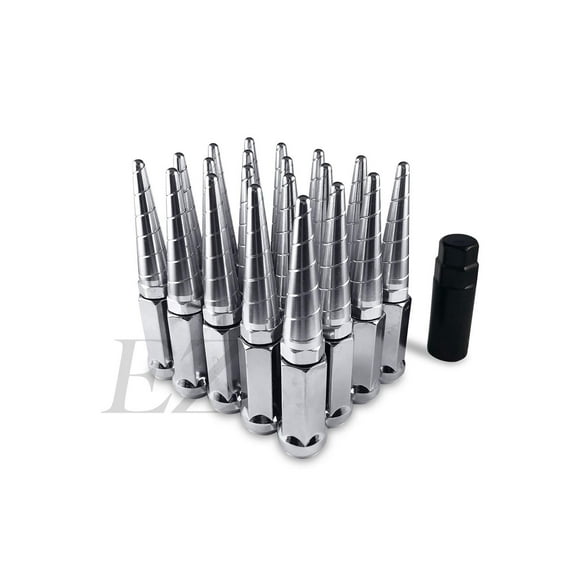 24 Twisted Spike Lug Nuts Installation Kit 14x1.5 Chrome