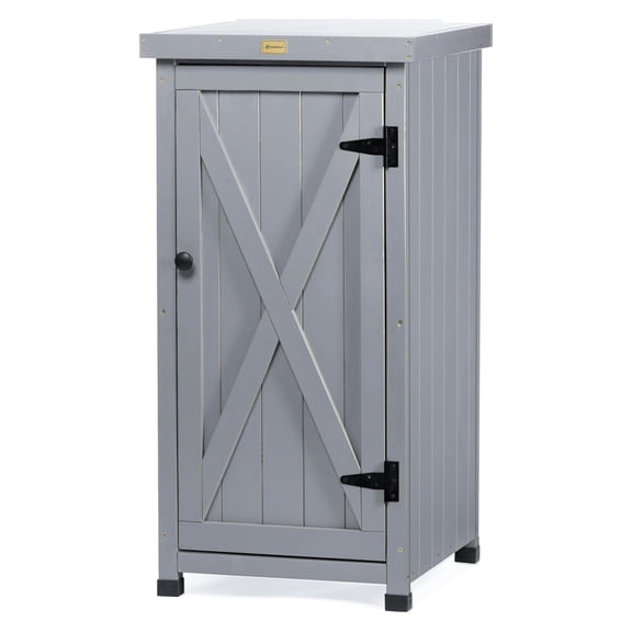 Outdoor Storage Cabinet,Patio Garden Potting Bench Table with Shelves,Metal-Top Work Surface,Wooden Planting Station,Outdoor Workspace,Weatherproof,Gray