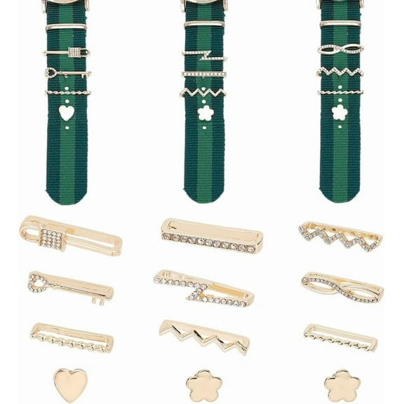 12 Styles Watch Band Charms Flower Heart Ring Loops Wave Key Sparkles Band Charms Watchband Metal Diamond Charms Watch Series 8 7 6 5 4 3 2 1