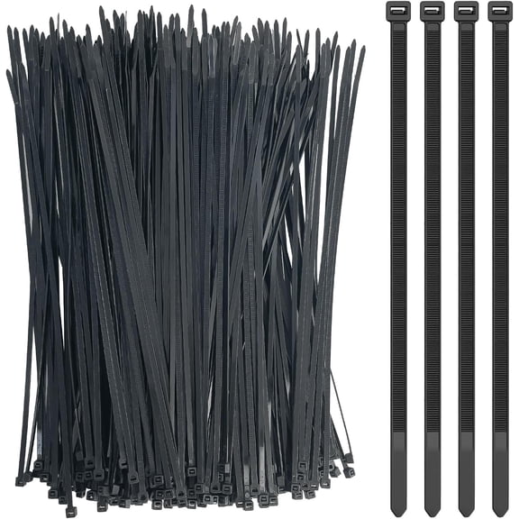12 Inch Zip  Ties, 1000  Self-Locking Nylon  Wire Ties, 40 LBS Tensile Strength  Ties Straps for  Office Garden Workshop (Black)