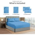 thumbnail image 3 of CGK Linens 4-Piece Extra Deep Pocket Sheet Set With Extra Matching Pillowcases - Twin Size Bed Sheets Fits 18"-24" Mattresses, Denim Blue, 3 of 7