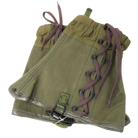 Italian Military Gaiters, Canvas, Nylon Upper, Leather Trim, Guards Against Water, Mud, Dirt, Oil, Thorns, Made in Italy, Size 5