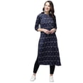 thumbnail image 1 of eloria Printed Women's Fashion Stylish Knee Length In Mandarin Neck Design Kurti Dress, 1 of 5