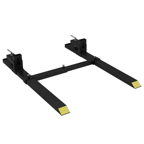 Garvee Light-Duty 60" Clamp-on Pallet Forks with Adjustable Stabilizer Bar, Rated 1,500 LB, Easy to Install on Loader or Skid Steer Bucket