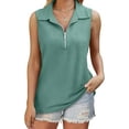thumbnail image 5 of MORTTIC Women's V-Neck Ribbed Tank Top, Sleeveless Shirt with Zipper, Casual Loose Fit Summer Top, S, 5 of 6