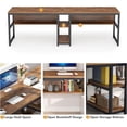thumbnail image 7 of Tribesigns Two Person Desk with Bookshelf, 78.7 Computer Office Double Desk for Two Person with Shelf for Home Office (Brown), 7 of 7