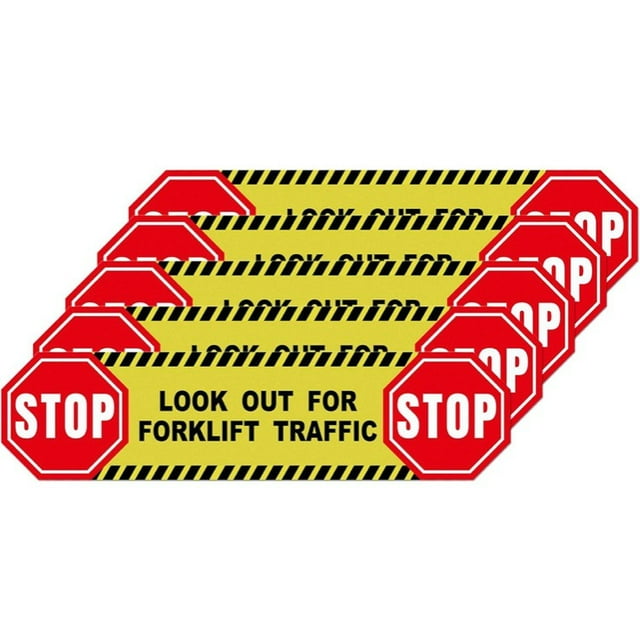 Adhesivo con señal de advertencia Look Out for Forklift Traffic, 5 unidades