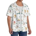 thumbnail image 4 of Xecao offers the Cartoon House for Men's Casual Short-sleeved Shirt, a button-up collared shirt with a pocket, perfect for beach vacations and yacht travel in the Medium size., 4 of 7