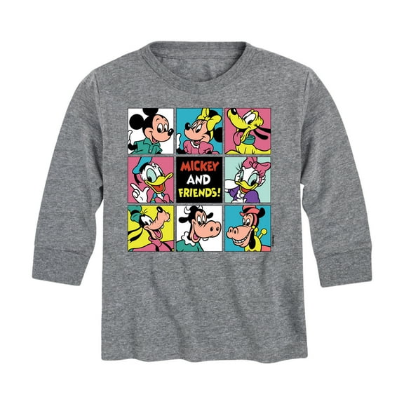 Mickey & Friends - Mickey And Friends Grid - Toddler And Youth Long Sleeve Graphic T-Shirt