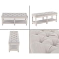 thumbnail image 6 of CHYTGBV Farmhouse  Bench French Rustic Entryway Ottoman with Black Frame  Upholstered Fabric Tufted End of Bed with Rack for Bedroom Living Room Hallway  Grey, 6 of 7
