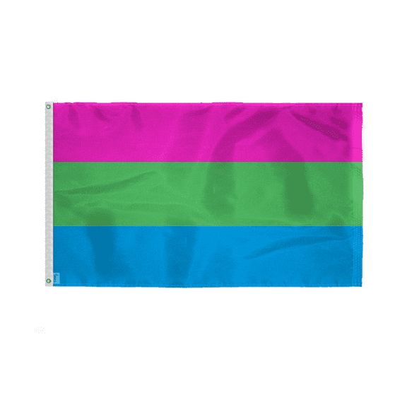 AGAS Polysexual Pride Flag 3x5 Ft - Double Sided Printed 200D Nylon - Brass Grommets Stitched Edges Fade Proof Sharp Colors - Polysexual Lgbtq Flag 3x5 Fts