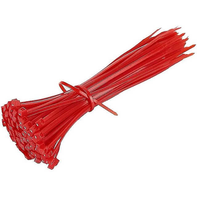 Lote de 100 bridas para cables. Rojas. 200 mm x 2,5 mm. Manguera de plástico de alta calidad.