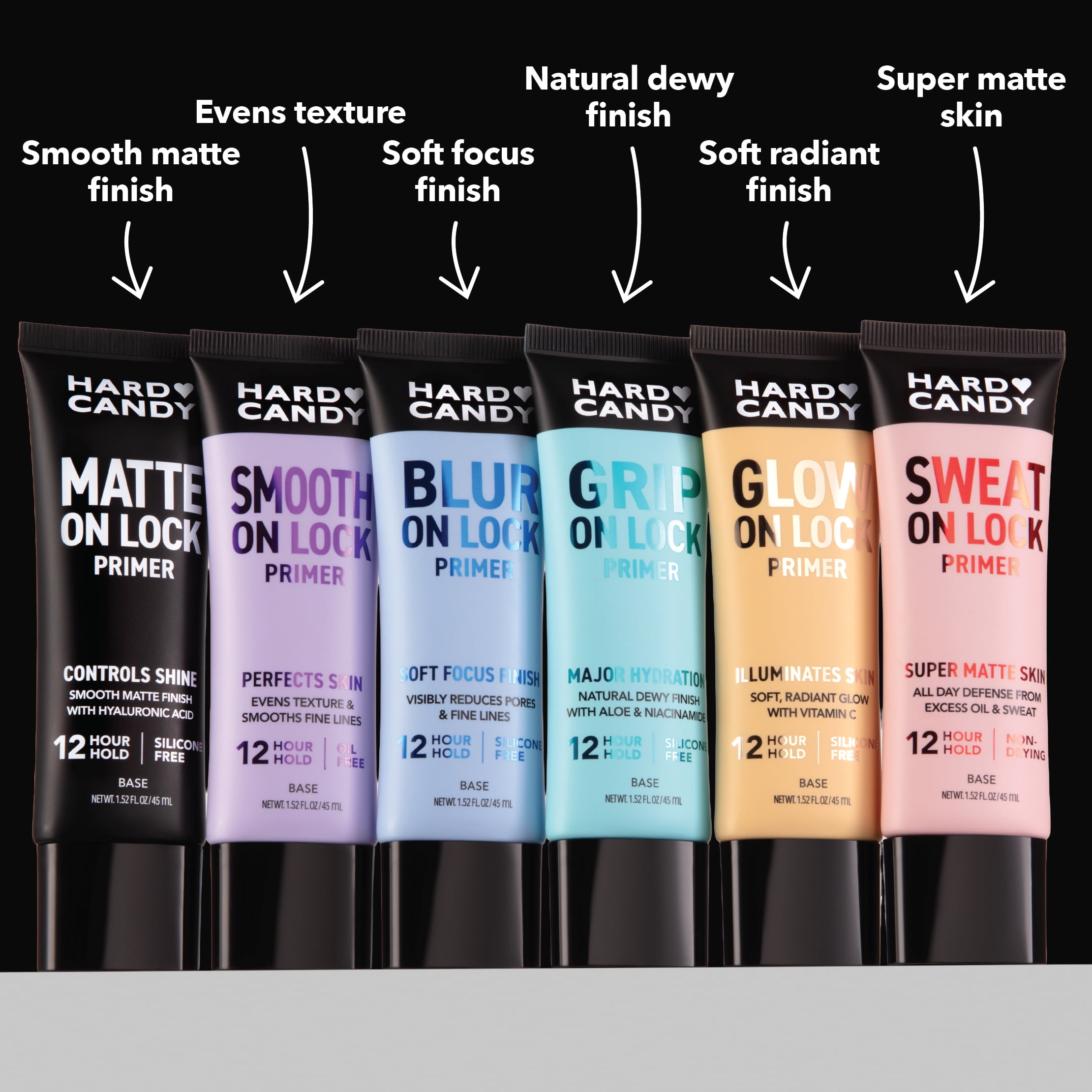 Hard Candy Matte On Lock Base de teint anti-brillance à base d'eau, contrôle du sébum, argile de kaolin, tenue 12 h 1.52 fluid ounces