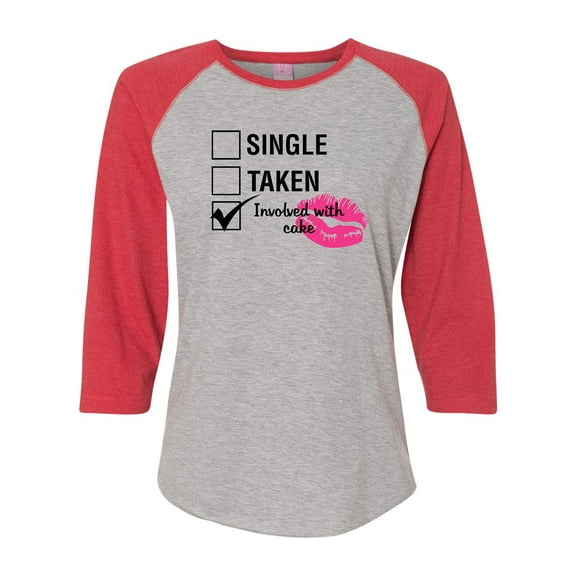 Involved with Cake Valentine's Day Women's Raglan Shirt-Vintage Heather/Vintage Red-Small