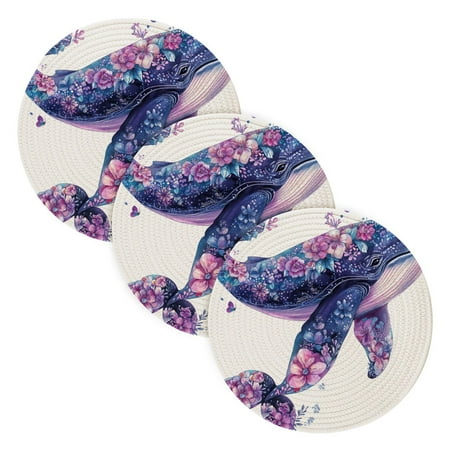 

BZSMCE Mats for Pots Pans Place Floral Whale A Colorful Simple Style Pattern Pot Mats