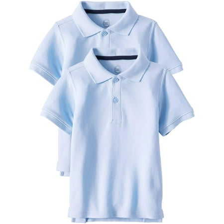 Wonder Nation Toddler Boys School Uniform Short Sleeve Double Pique Polo, 2-Pack Value