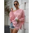 thumbnail image 5 of Women's Casual Loose Batwing Sleeve Hollow Out Knit Sweaters Tops, Pink, Small, 5 of 7